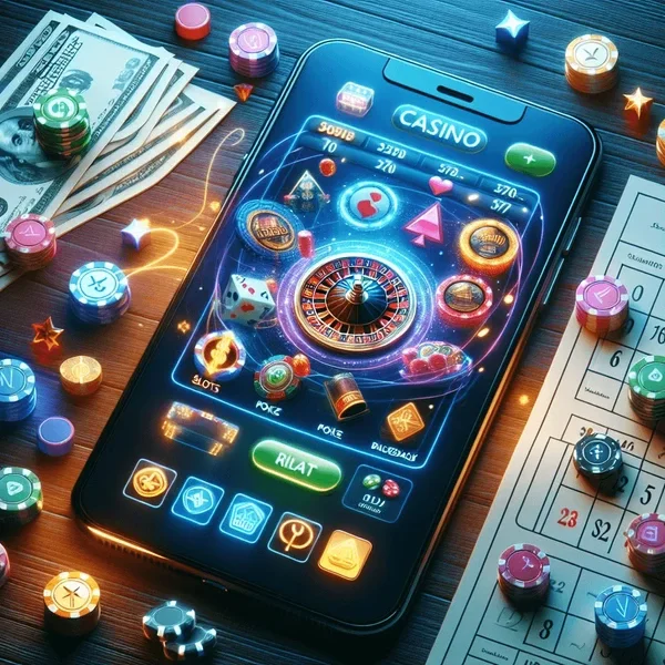 Contemporary Bangladeshi woman displaying crisp CROWNBD app interface surrounded by dynamic casino visuals